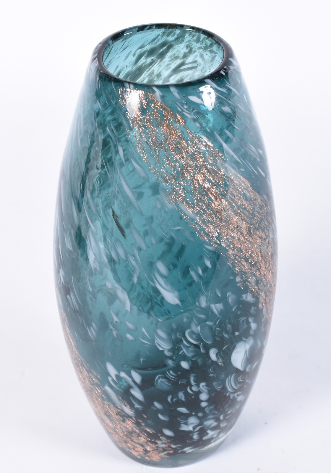 Vaso de vidro decorativo nos tons de azul e prata. - foto 2 de 3