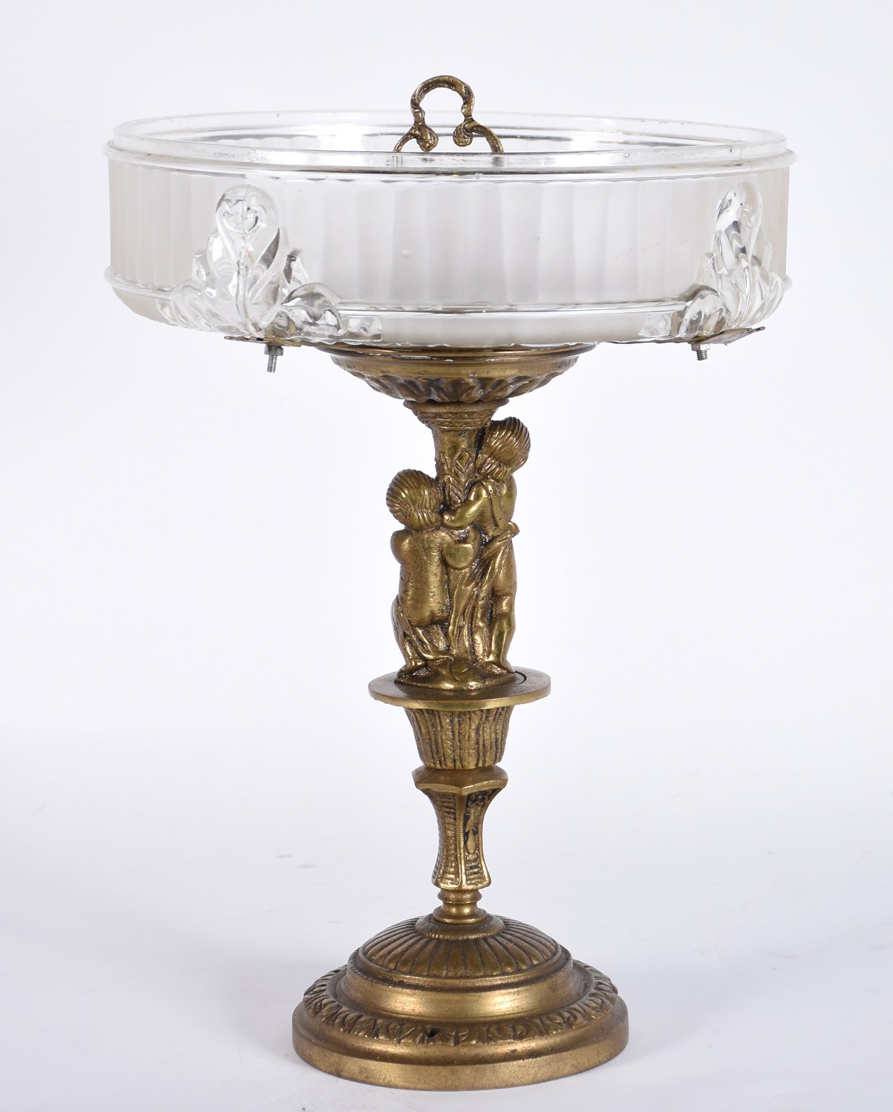Fruteira de bronze com figuras de "Pucci" sustentando prato de... - foto 3 de 6