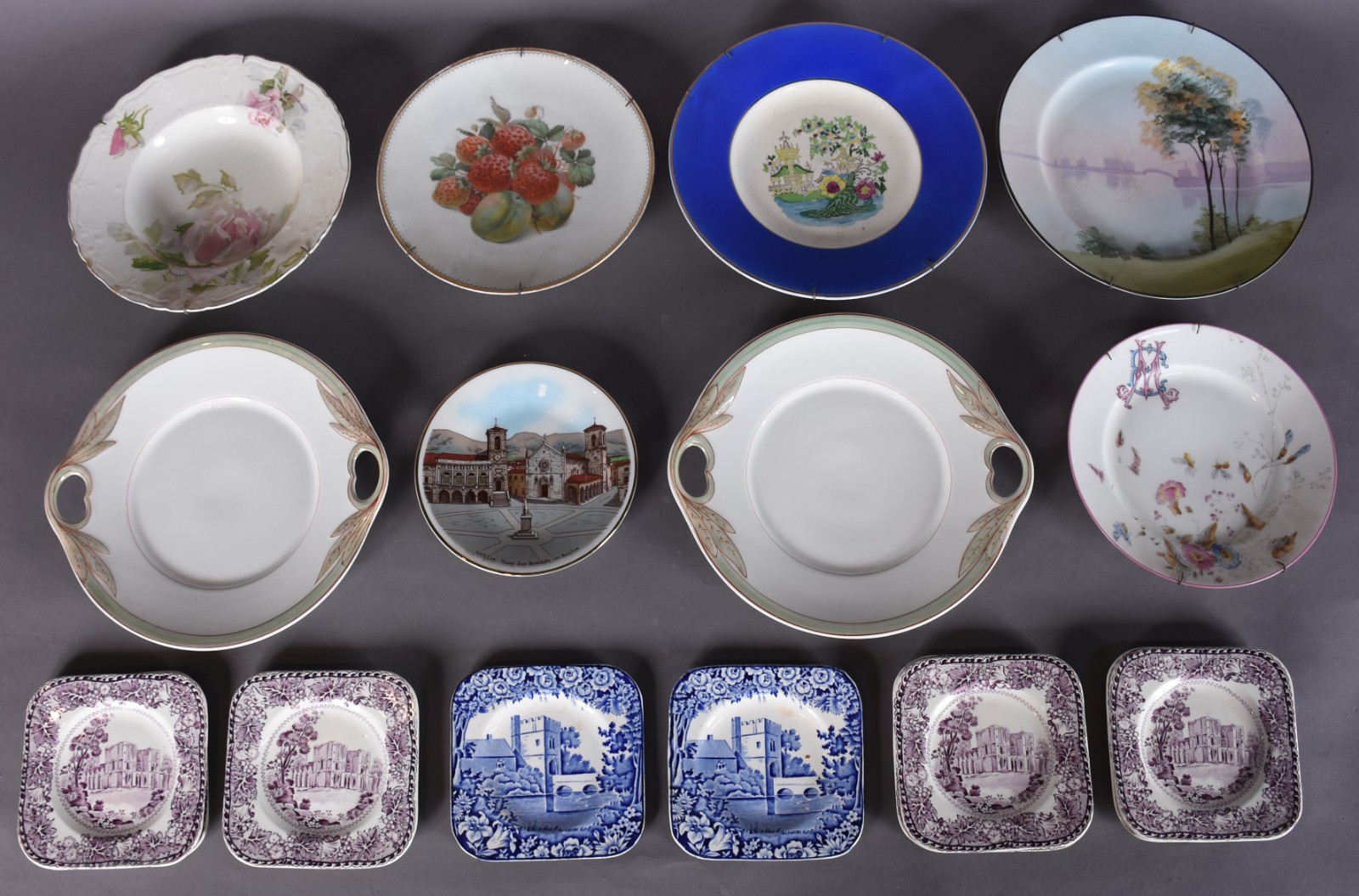 Dezoito pratos de porcelana, sendo 10 quadrados ingleses "Abbeys"e... - foto 1 de 8