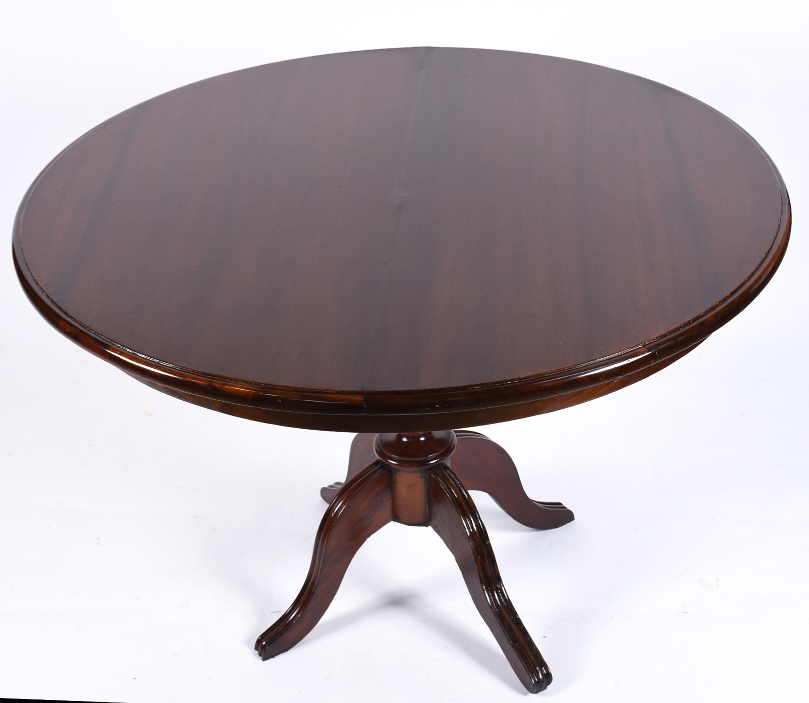 Mesa de jantar de madeira nobre, tampo redondo apoiado em coluna... - foto 2 de 3