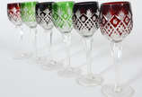 Seis cálices de  cristal diversas cores para vi... - Seis cálices de  cristal diversas cores para vinho  