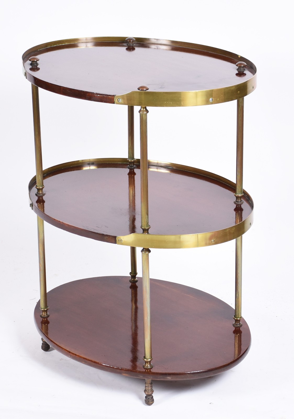 Elegante mesa de madeira nobre feitio oval com 3 platôs ligados por... - foto 1 de 5