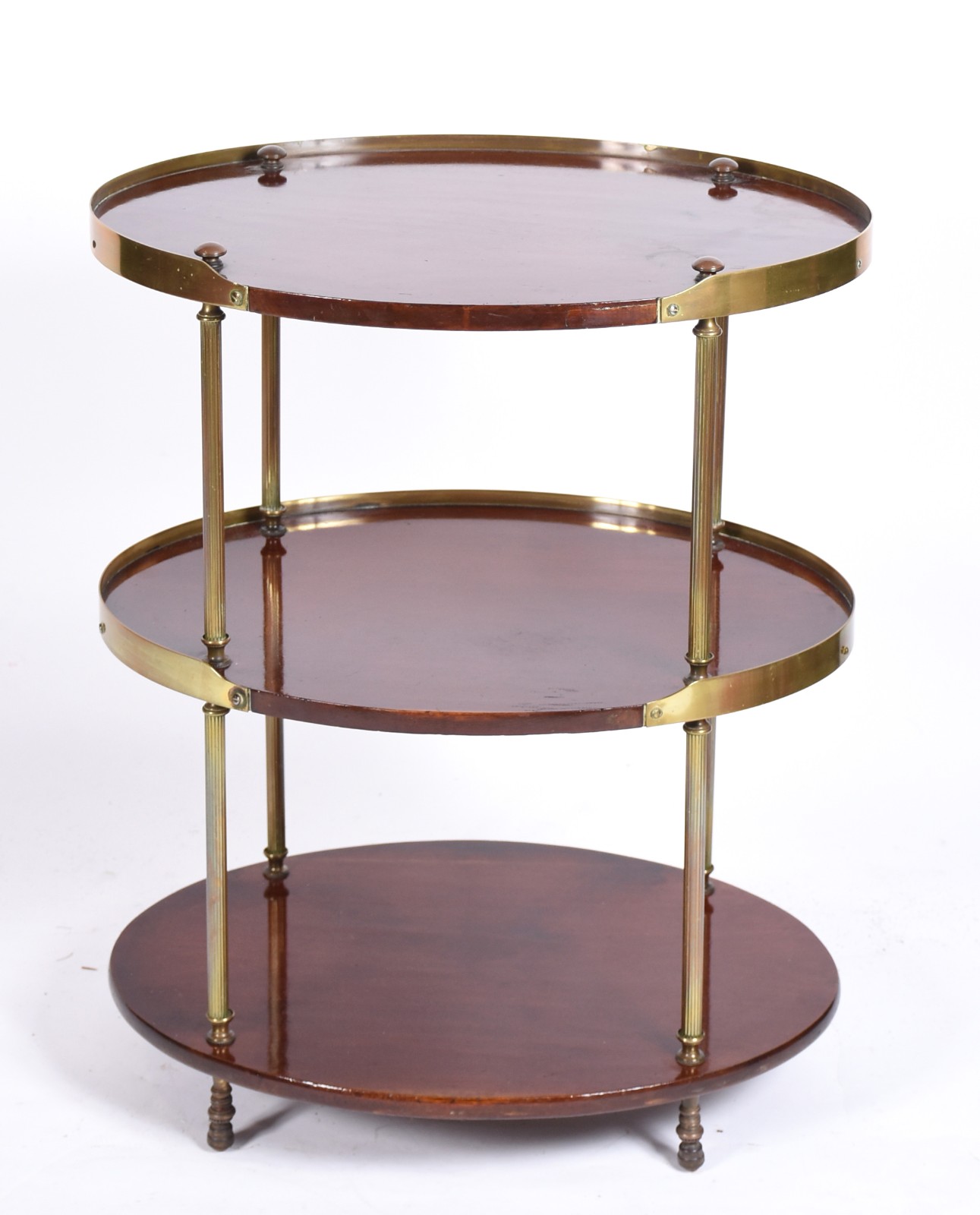 Elegante mesa de madeira nobre feitio oval com 3 platôs ligados por... - foto 2 de 5