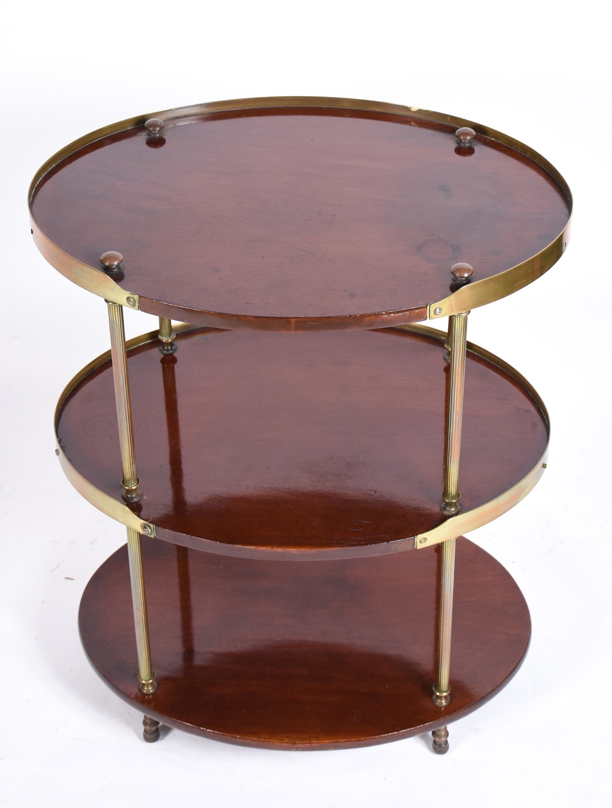 Elegante mesa de madeira nobre feitio oval com 3 platôs ligados por... - foto 3 de 5