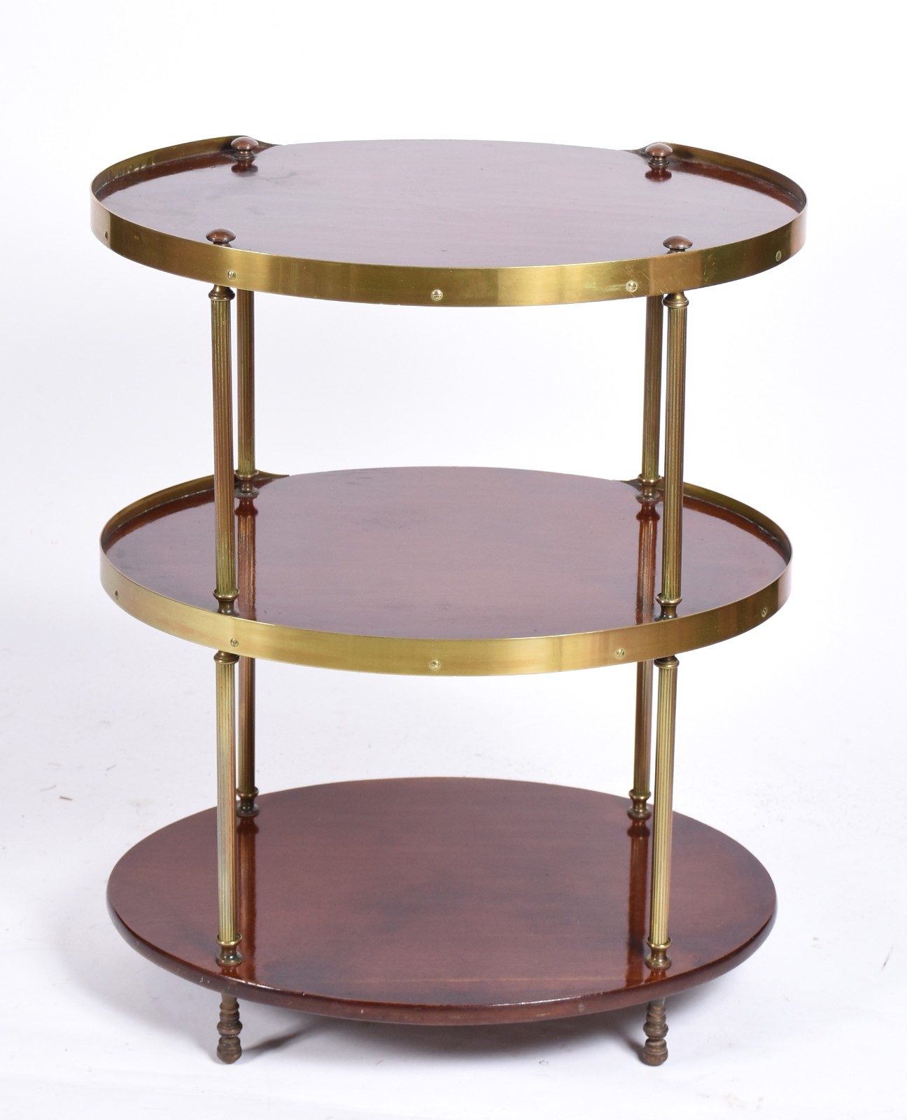 Elegante mesa de madeira nobre feitio oval com 3 platôs ligados por... - foto 4 de 5