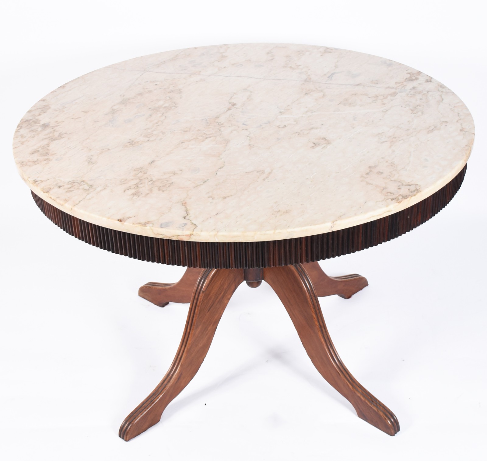 Mesa de jantar feitio redondo de madeira nobre, saia canelada, apoio... - foto 2 de 10