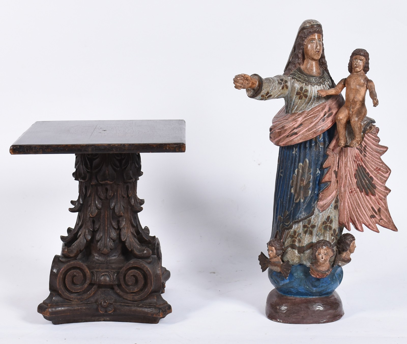 Nossa Senhora com menino - Antiga Imagem de madeira policromada... - foto 3 de 7