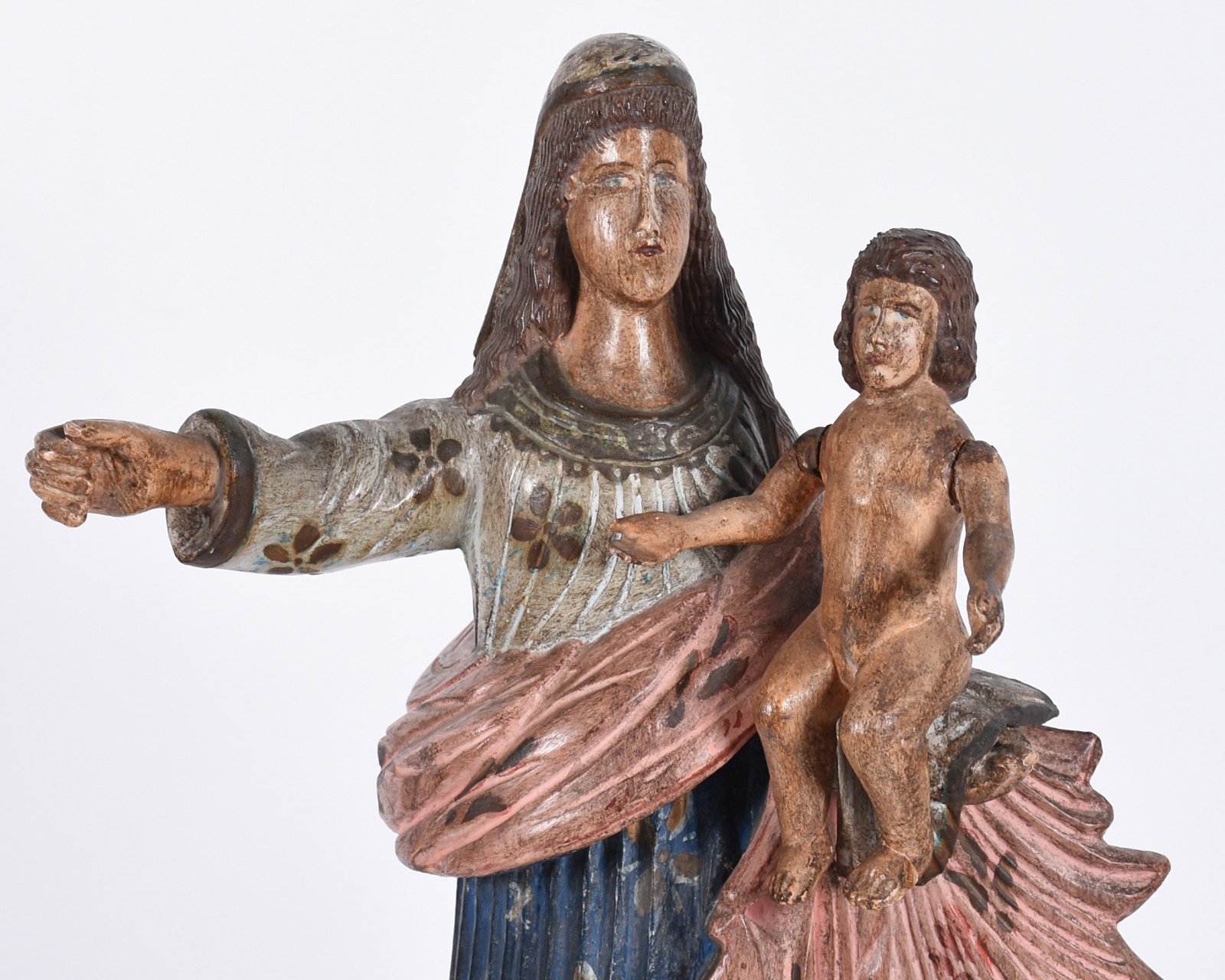 Nossa Senhora com menino - Antiga Imagem de madeira policromada... - foto 5 de 7