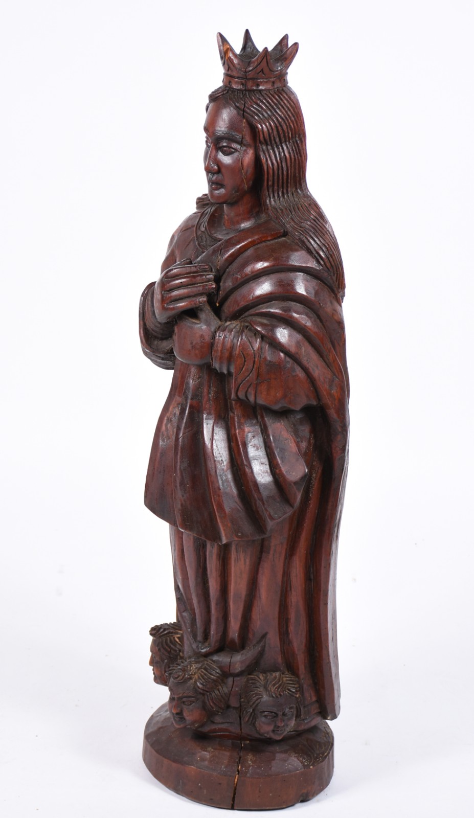 Escultura de madeira entalhada representando Nossa Senhora. Pequena... - foto 3 de 9