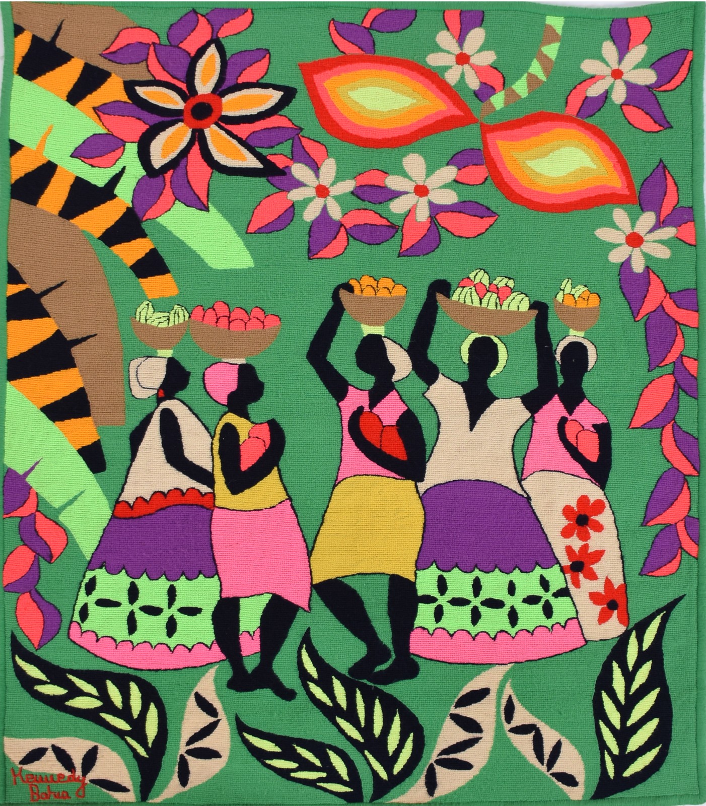 Kennedy Bahia (1929-2005), Mulheres com cestos de frutas e flores em policromia - foto 1 de 3