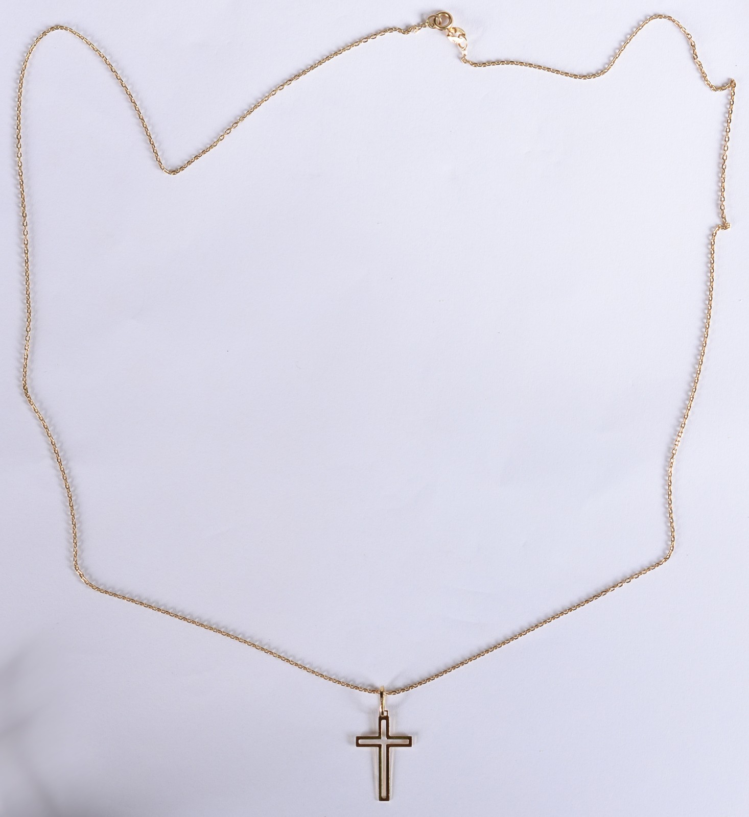Colar de ouro 18 k com cruz vazada (Por motivos de segurança a peça... - foto 3 de 5