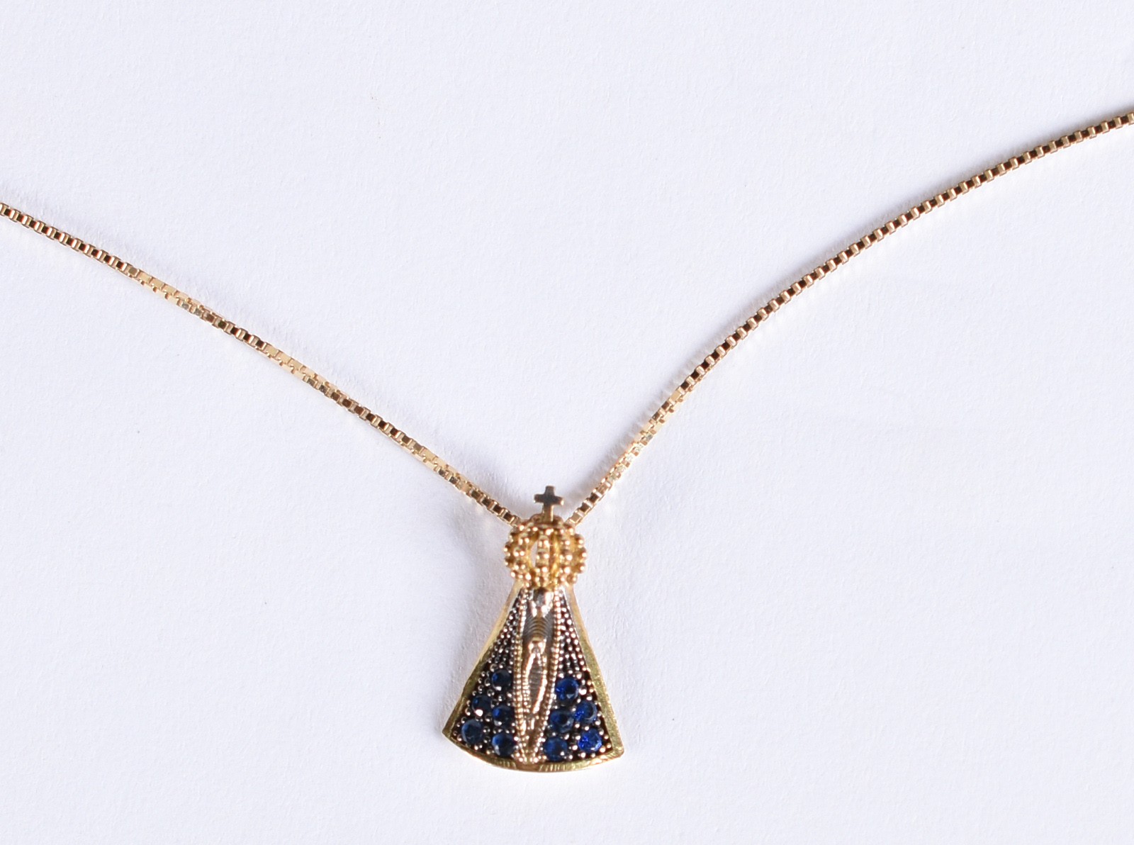 Colar de ouro 18k, contraste 750 com pingente Nossa Senhora Aparecida... - foto 1 de 5
