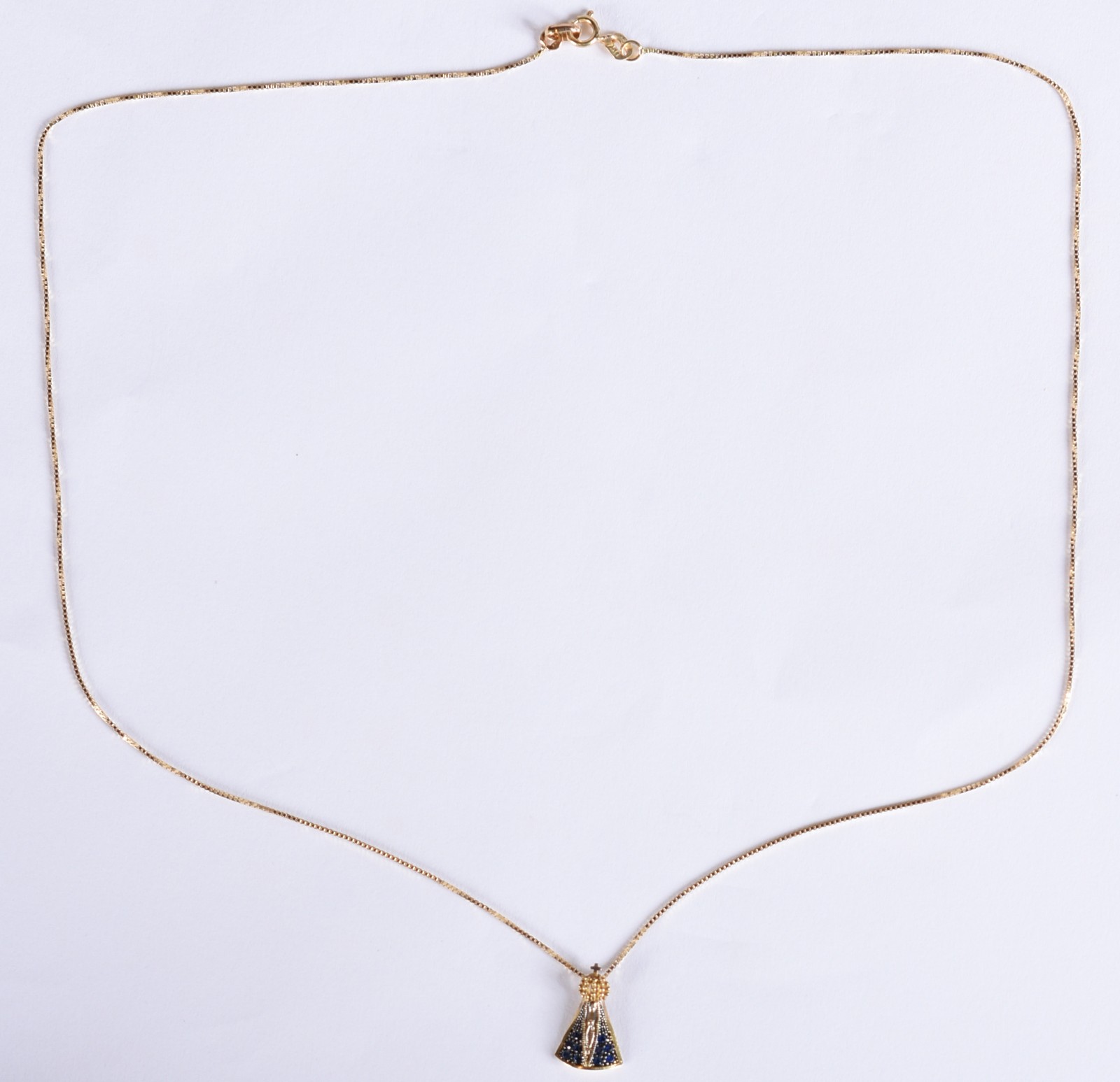 Colar de ouro 18k, contraste 750 com pingente Nossa Senhora Aparecida... - foto 2 de 5