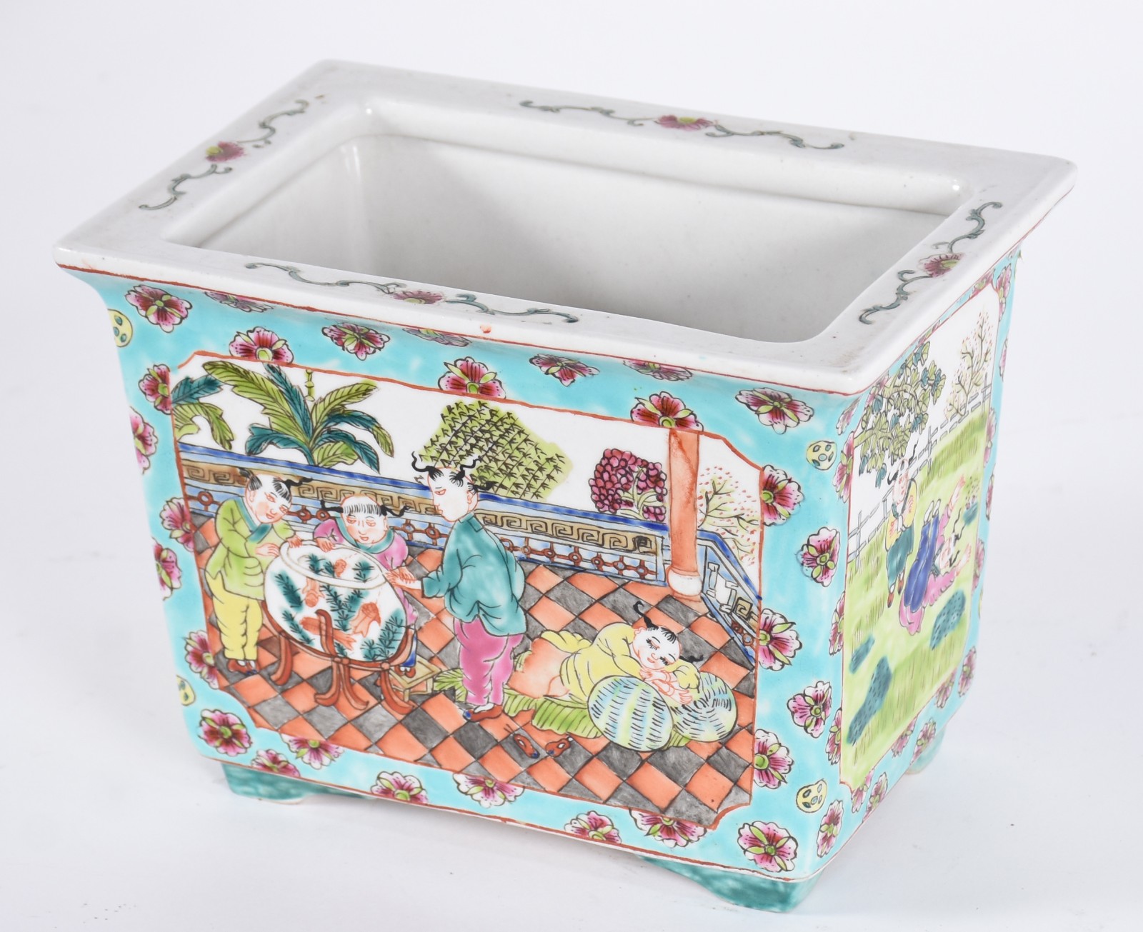 Cachepot antigo de porcelana chinesa decorado com figuras de crianças... - foto 4 de 5