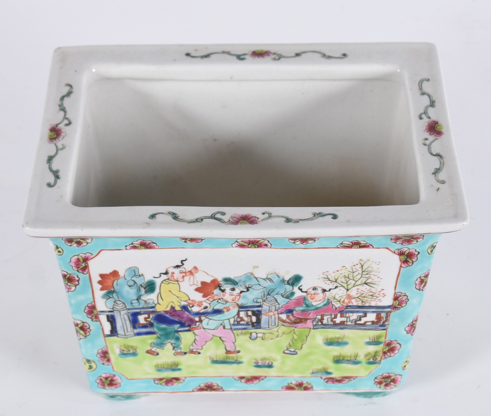 Cachepot antigo de porcelana chinesa decorado com figuras de crianças... - foto 2 de 5