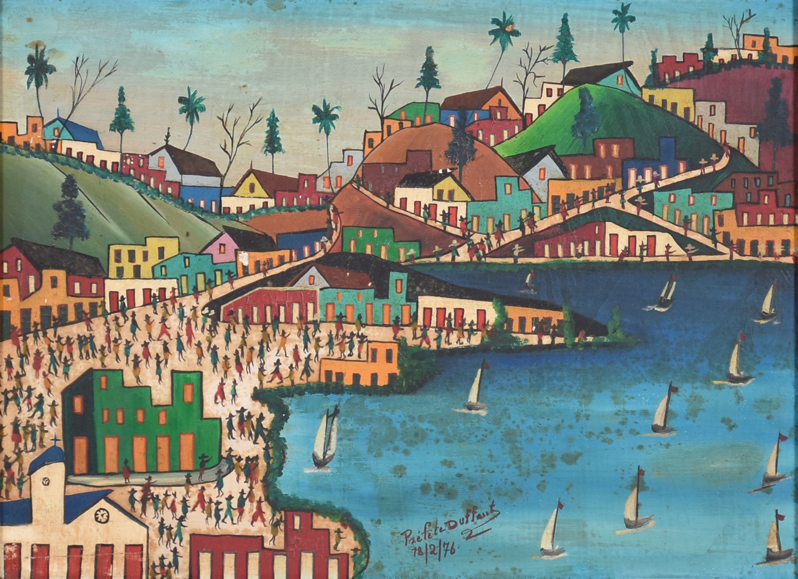 Préfète Duffaut (1923-2012), Cidade com praia, barcos e figuras - foto 1 de 5