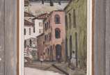 Bustamante Sá (1907-1988), Paisagem urbana com ... - Óleo sobre madeira.