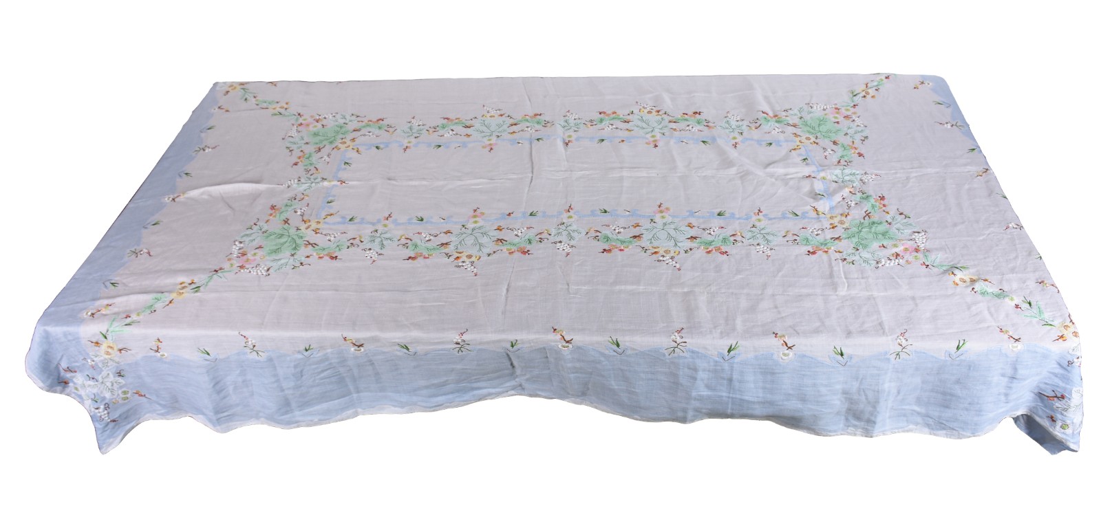 Duas toalhas de mesa de organza com flores coloridas (pequenas partes... - foto 2 de 9