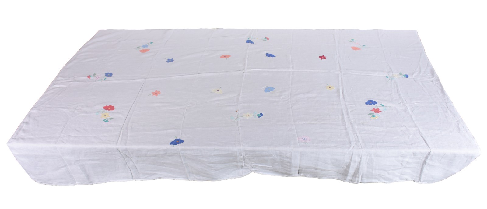 Duas toalhas de mesa de organza com flores coloridas (pequenas partes... - foto 3 de 9