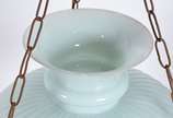 Luminária de teto, cúpula leitosa em gomos, peq... - Luminária de teto, cúpula leitosa em gomos, pequeno bicado.