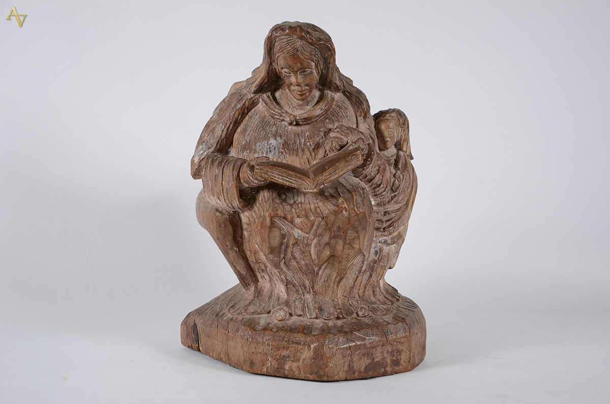 SANT'ANNA MESTRA sentada com N. Sra. menina- Antiga Imagem de... - foto 1 de 2