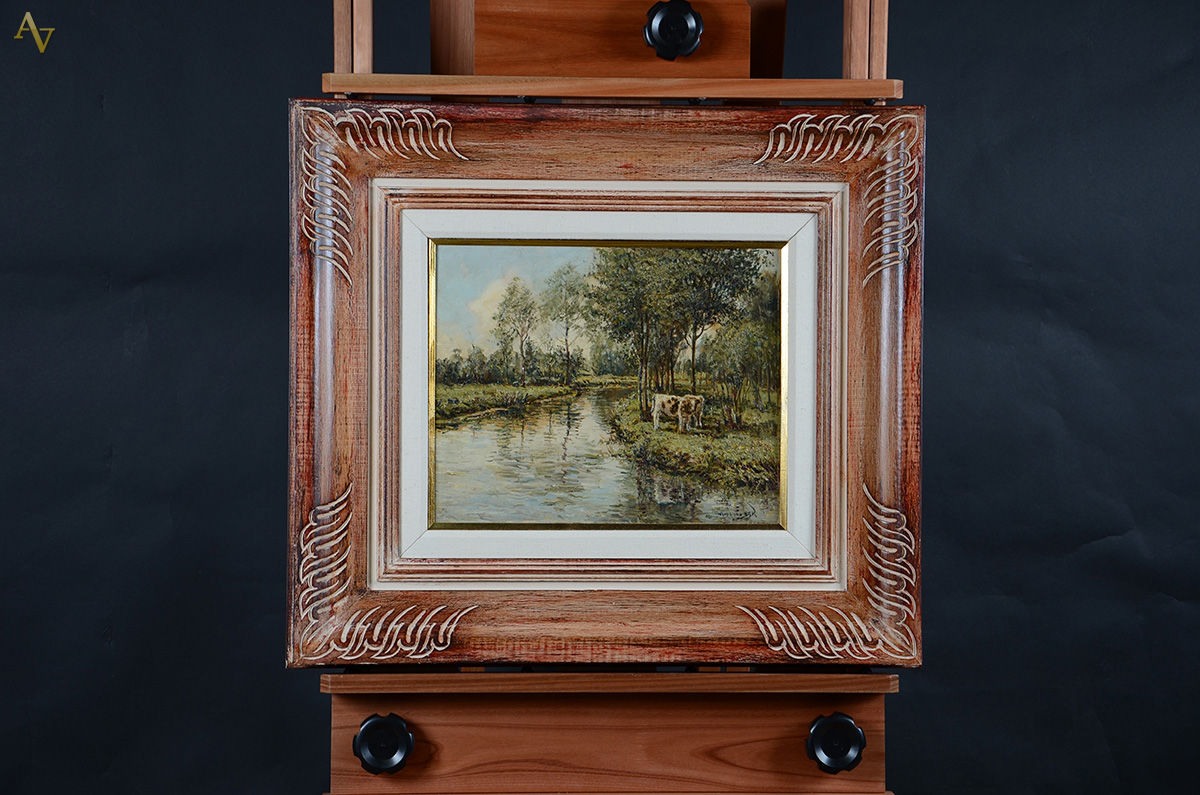 WIN VAN DIJK - Paisagem com riacho e bois - ost - 32 x 41 - foto 2 de 2
