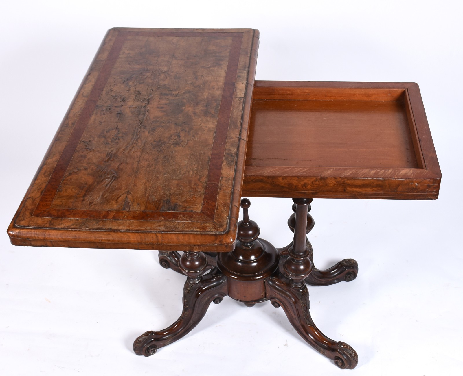 Mesa de madeira nobre estilo Biedermeier, tampo dobrável, apoio em... - foto 3 de 11