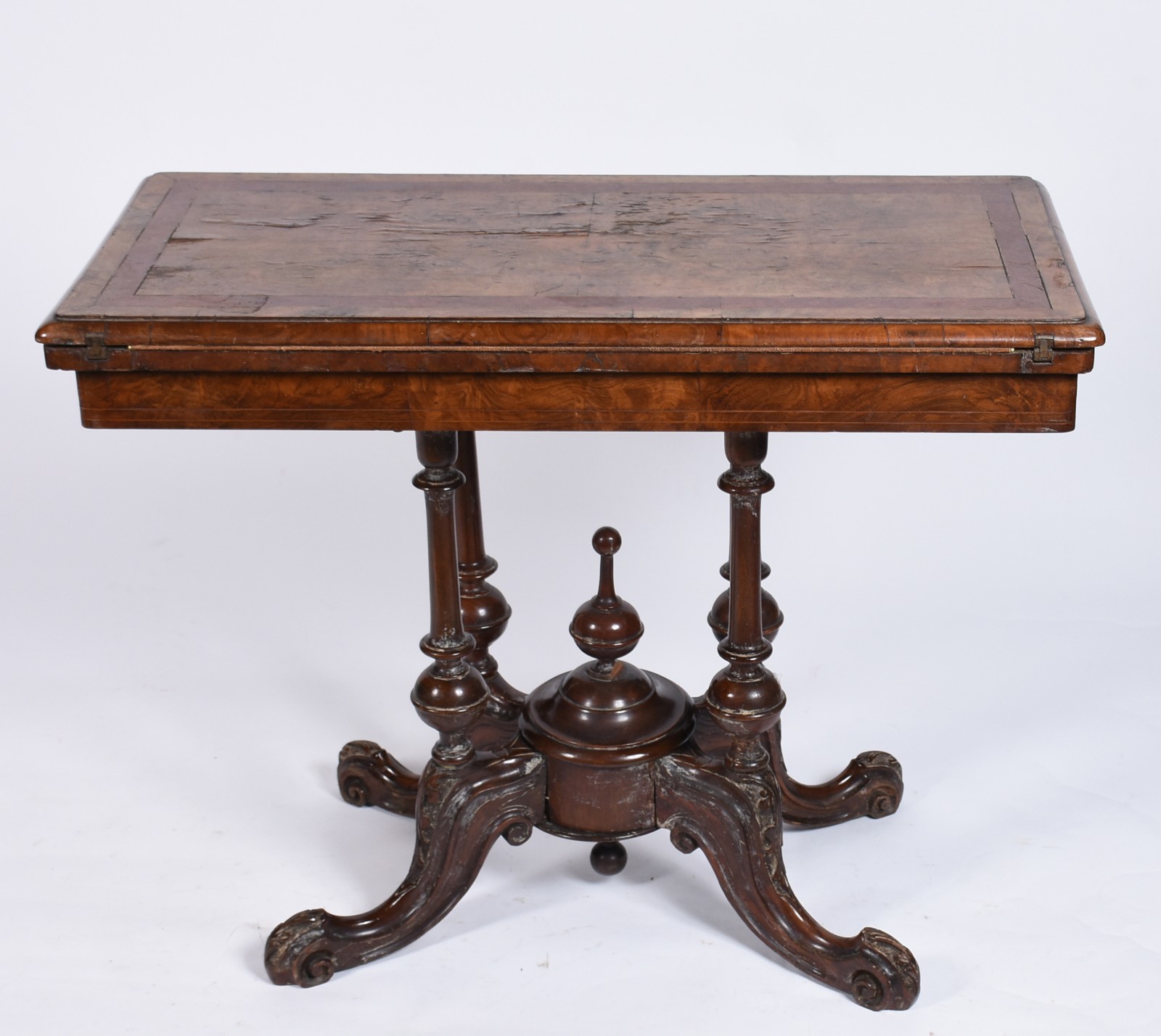 Mesa de madeira nobre estilo Biedermeier, tampo dobrável, apoio em... - foto 6 de 11