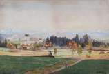 O.KECH, Paisagem - Aquarela - datado 1937.