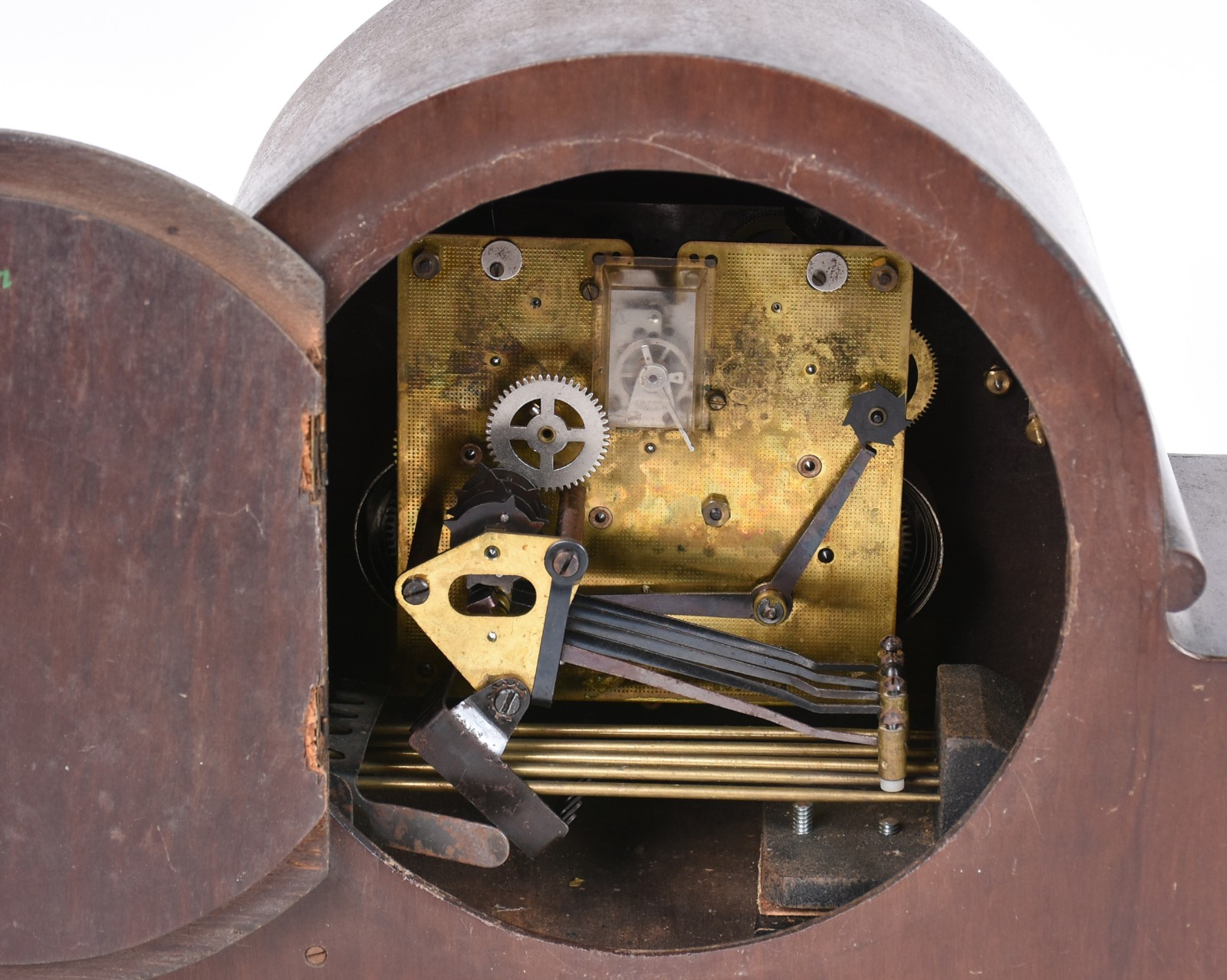 Relógio de mesa, caixa de madeira, máquina parada. - foto 5 de 5
