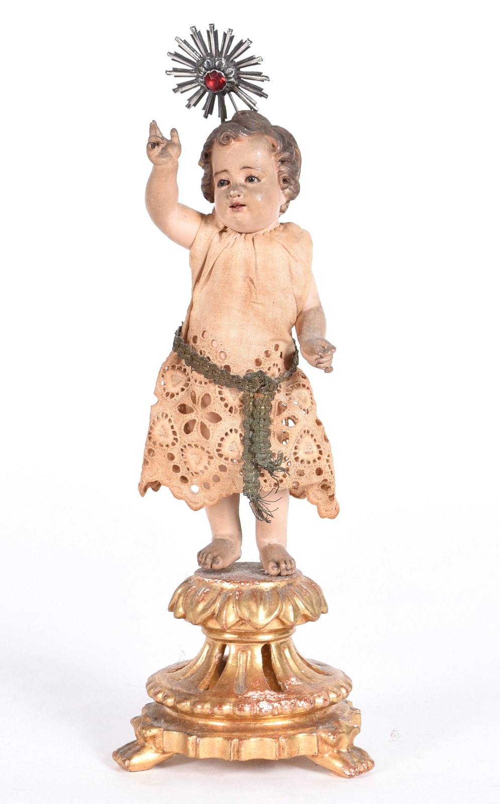 Menino Deus - Imagem portuguesa de madeira policromada, resplendor de... - foto 1 de 7