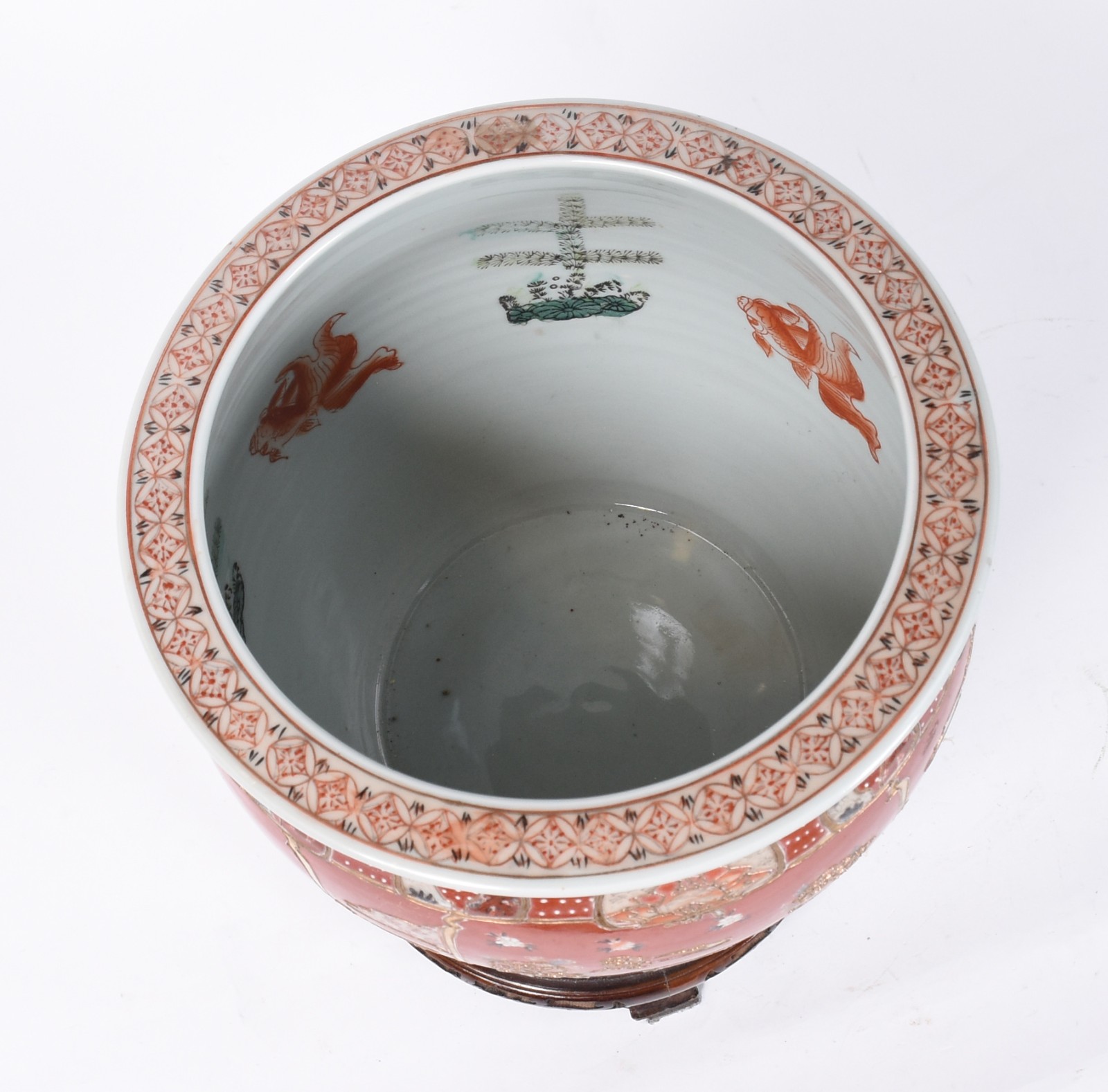 Aquário/cachepot de porcelana oriental policromada, interior com... - foto 4 de 5