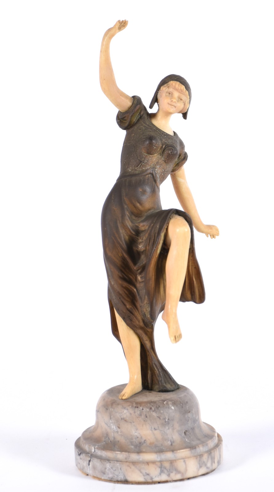 Escultura de bronze e marfim, representando dançarina. Assinado... - foto 1 de 5