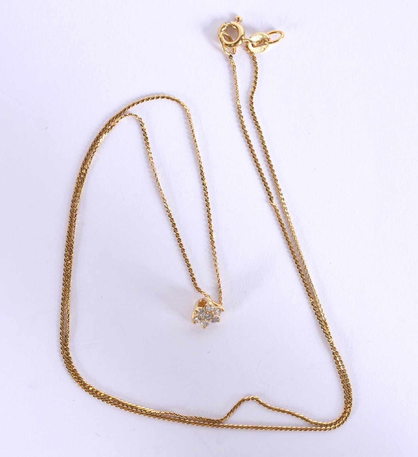 Cordão e pingente em ouro 18k, contraste 750 modelo veneziano com... - foto 1 de 5