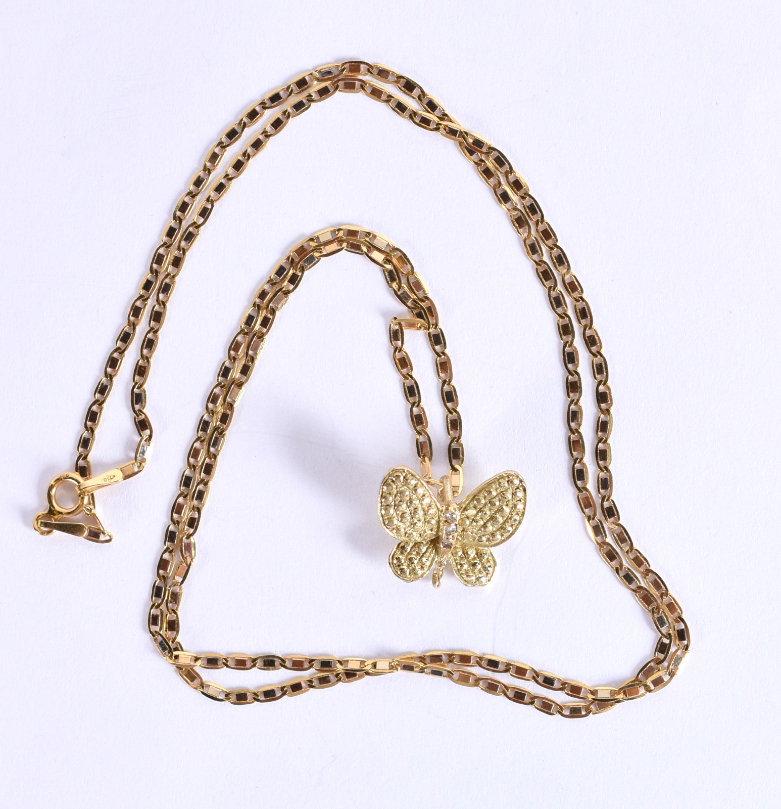 Cordão com pingente em ouro 18k, contraste 750 modelo elós chatos e... - foto 1 de 5