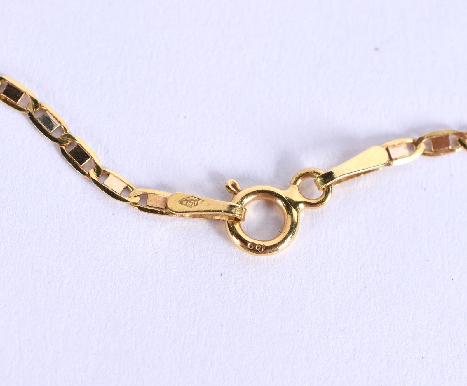 Cordão com pingente em ouro 18k, contraste 750 modelo elós chatos e... - foto 5 de 5