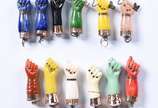 Doze figas diversas com detalhes de prata com v... - Doze figas diversas com detalhes de prata com vermeil.