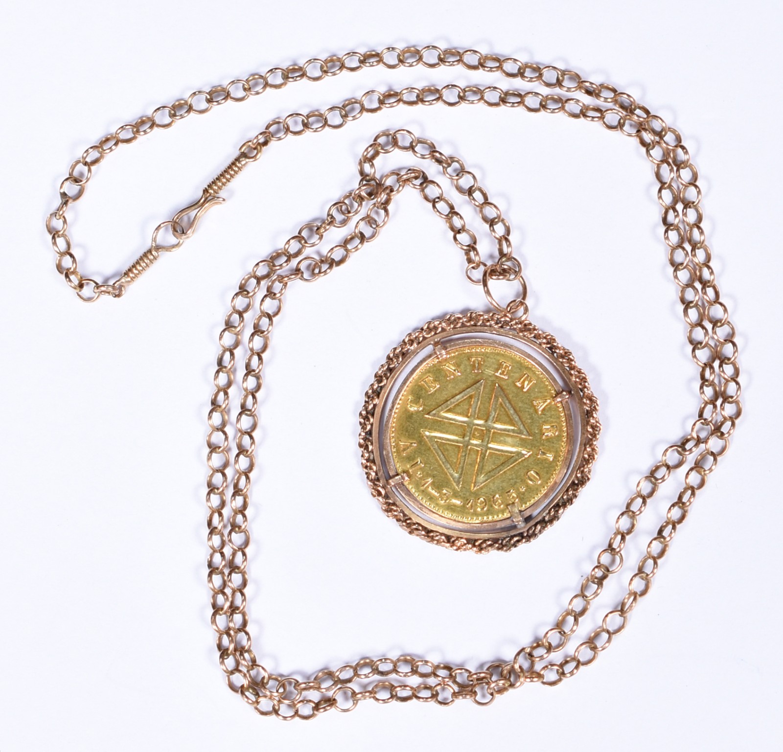 Cordão com corrente de ouro baixo e medalha comemorativa do quarto... - foto 5 de 5