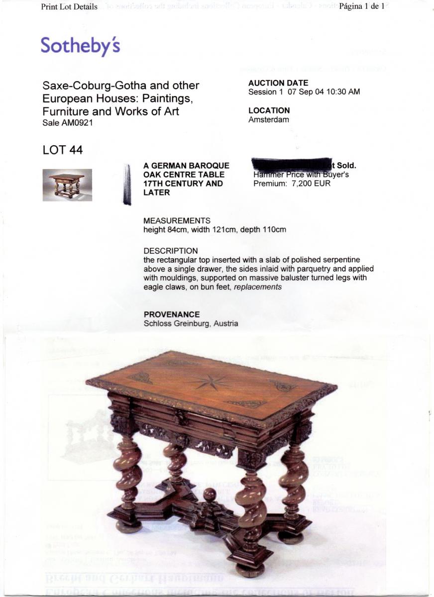 Mesa de apresentação alemã, estilo barroco eclético com adornos... - foto 4 de 4