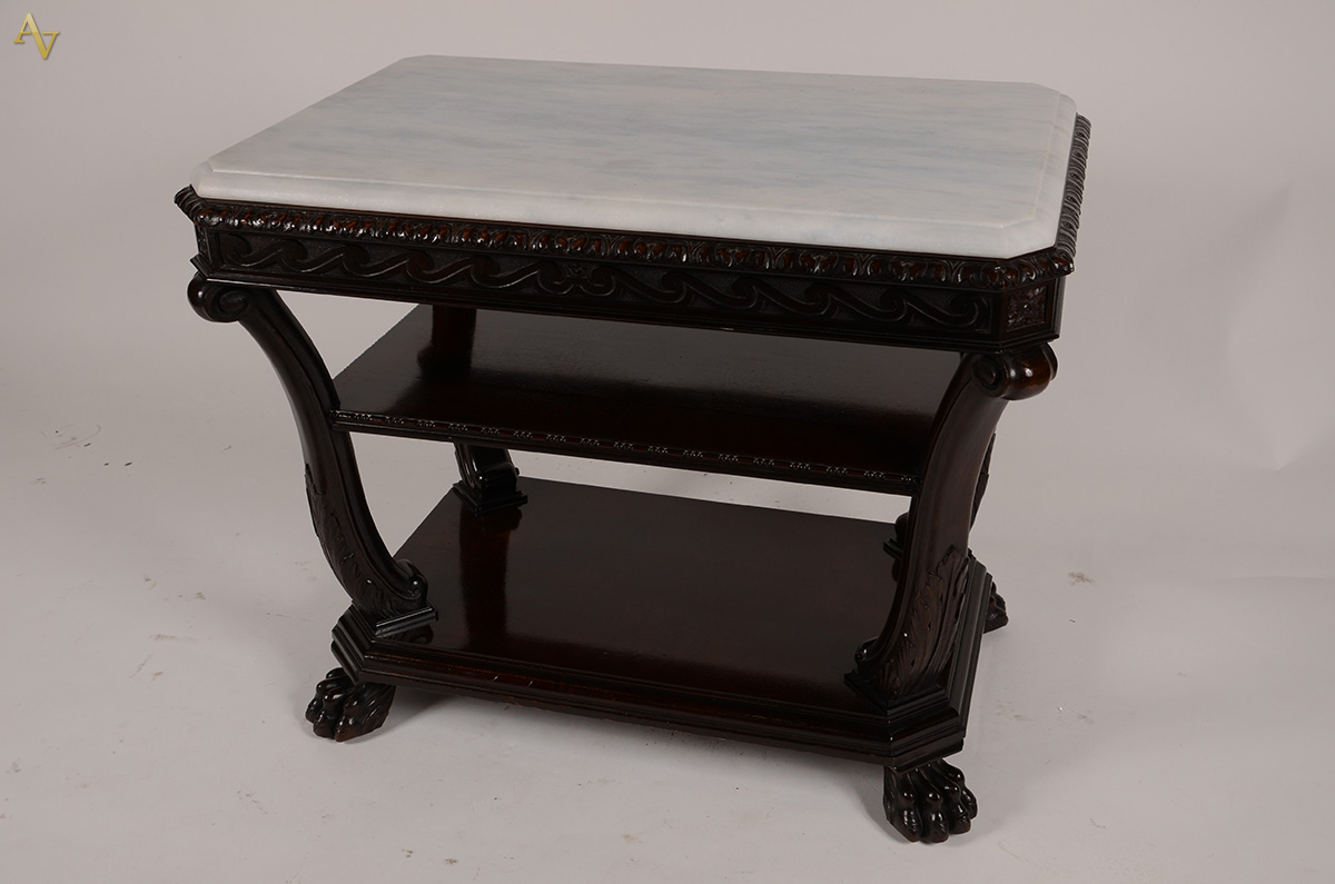 Mesa de centro LAUBISCH HIRTH c/ tampo de mármore, madeira nobre e... - foto 1 de 3