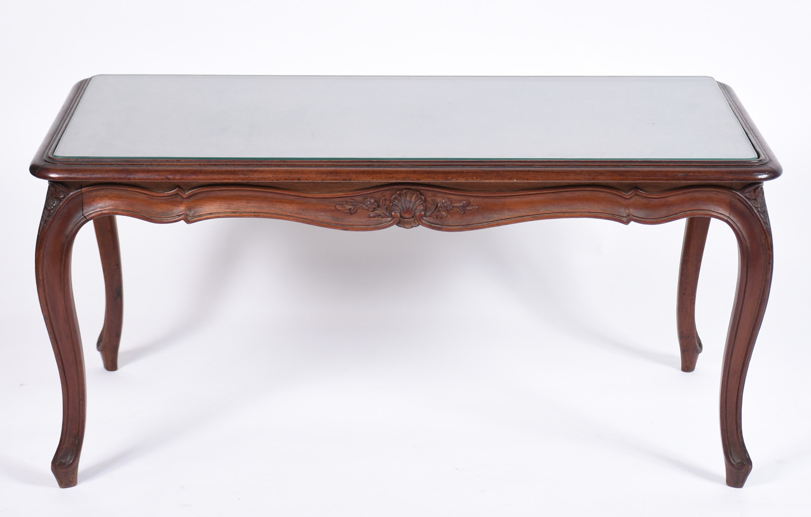 Mesa de centro de madeira nobre estilo Luis XV, saia recortada com... - foto 3 de 7
