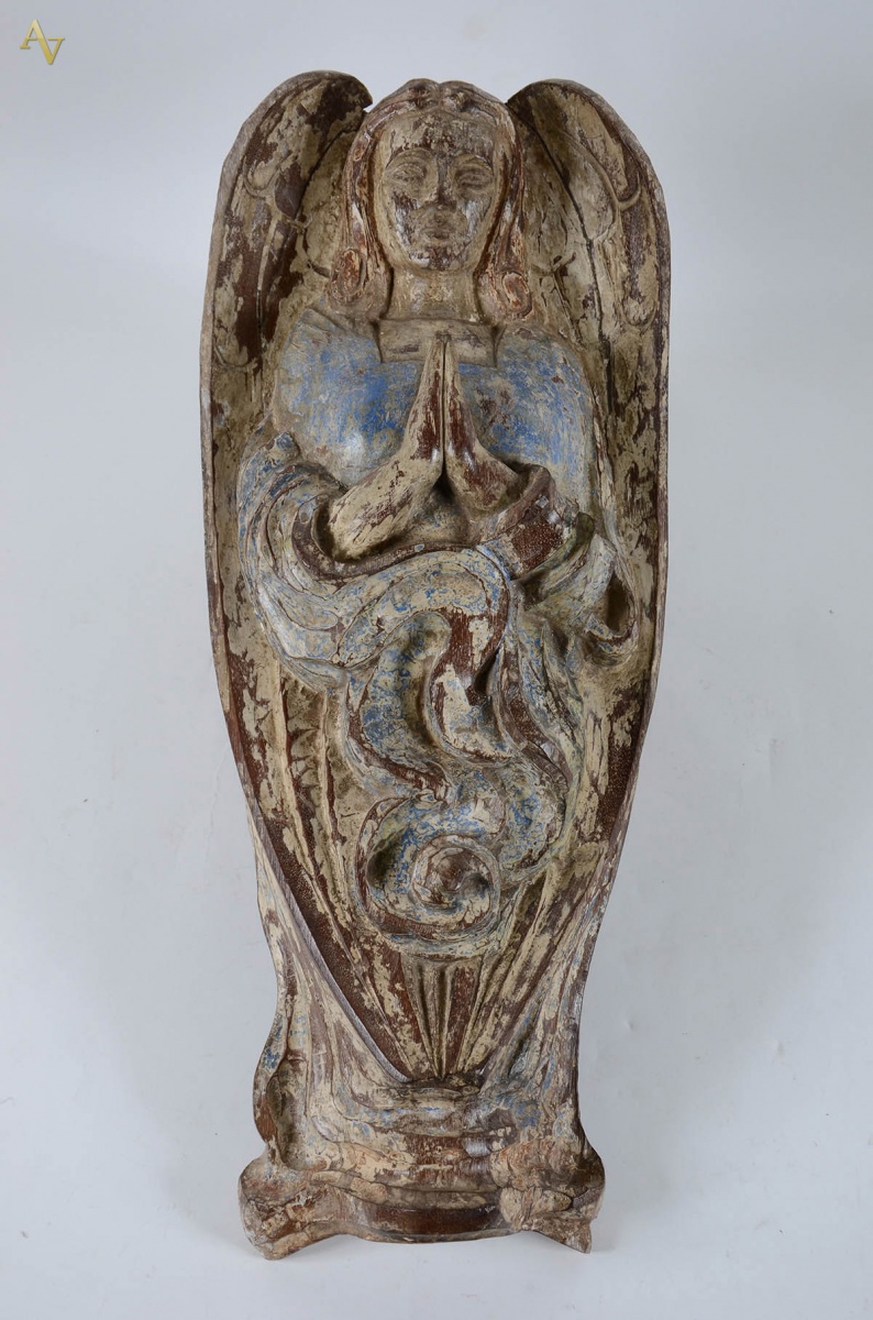Anjo de pé - Séc. XVIII/XIX - Escultura de parede em madeira c/...