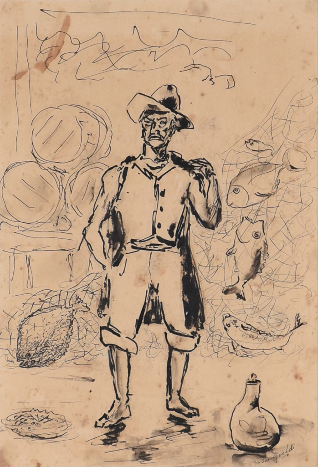 Oswaldo Goeldi (1895-1961), Pescador no Mercado de Peixe - foto 1 de 4