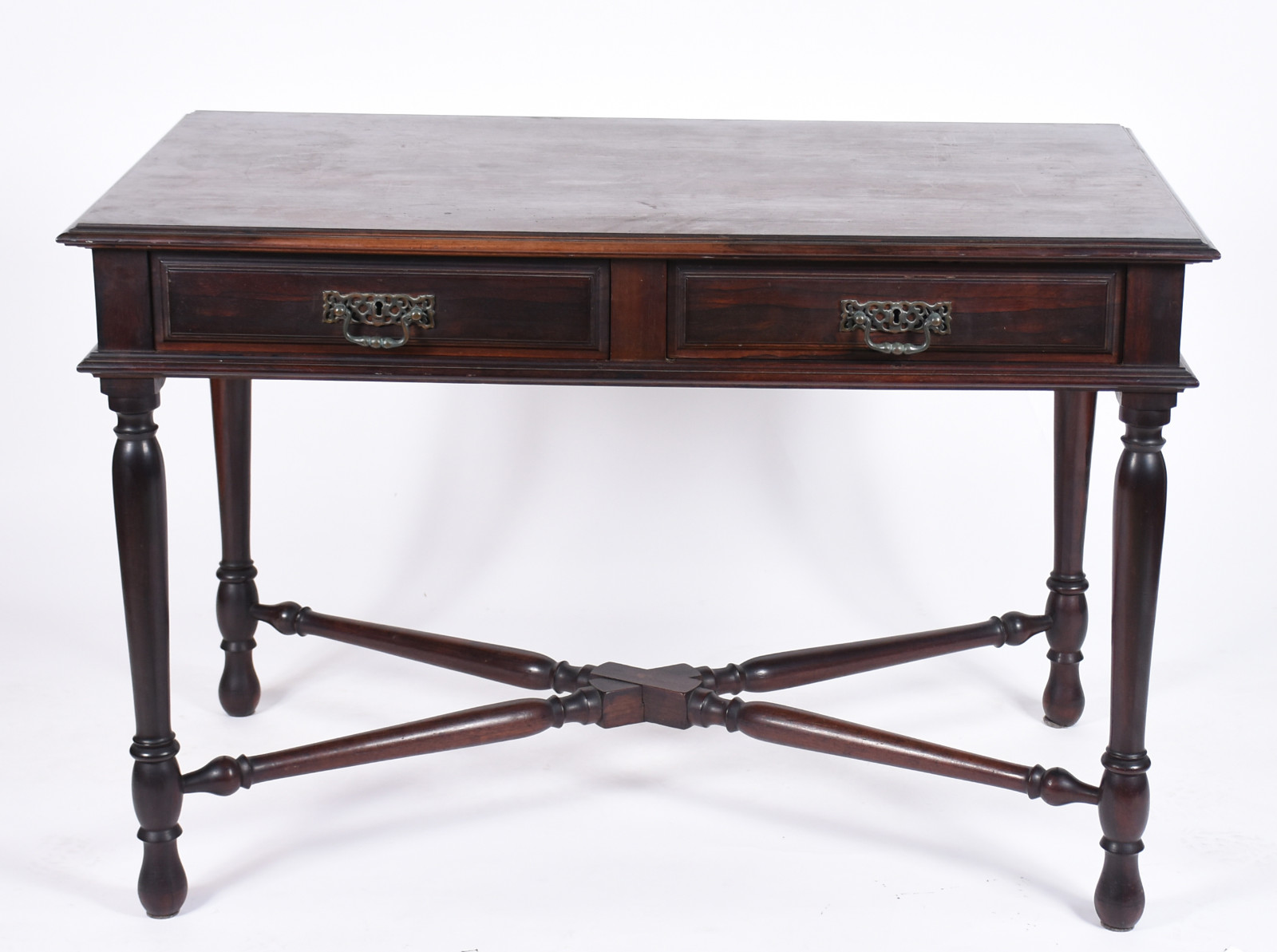 Elegante mesa de jacarandá, caixa retangular com duas gavetas com... - foto 2 de 5