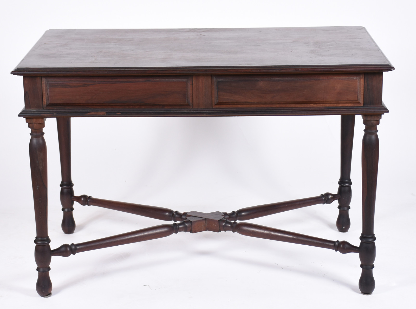 Elegante mesa de jacarandá, caixa retangular com duas gavetas com... - foto 3 de 5