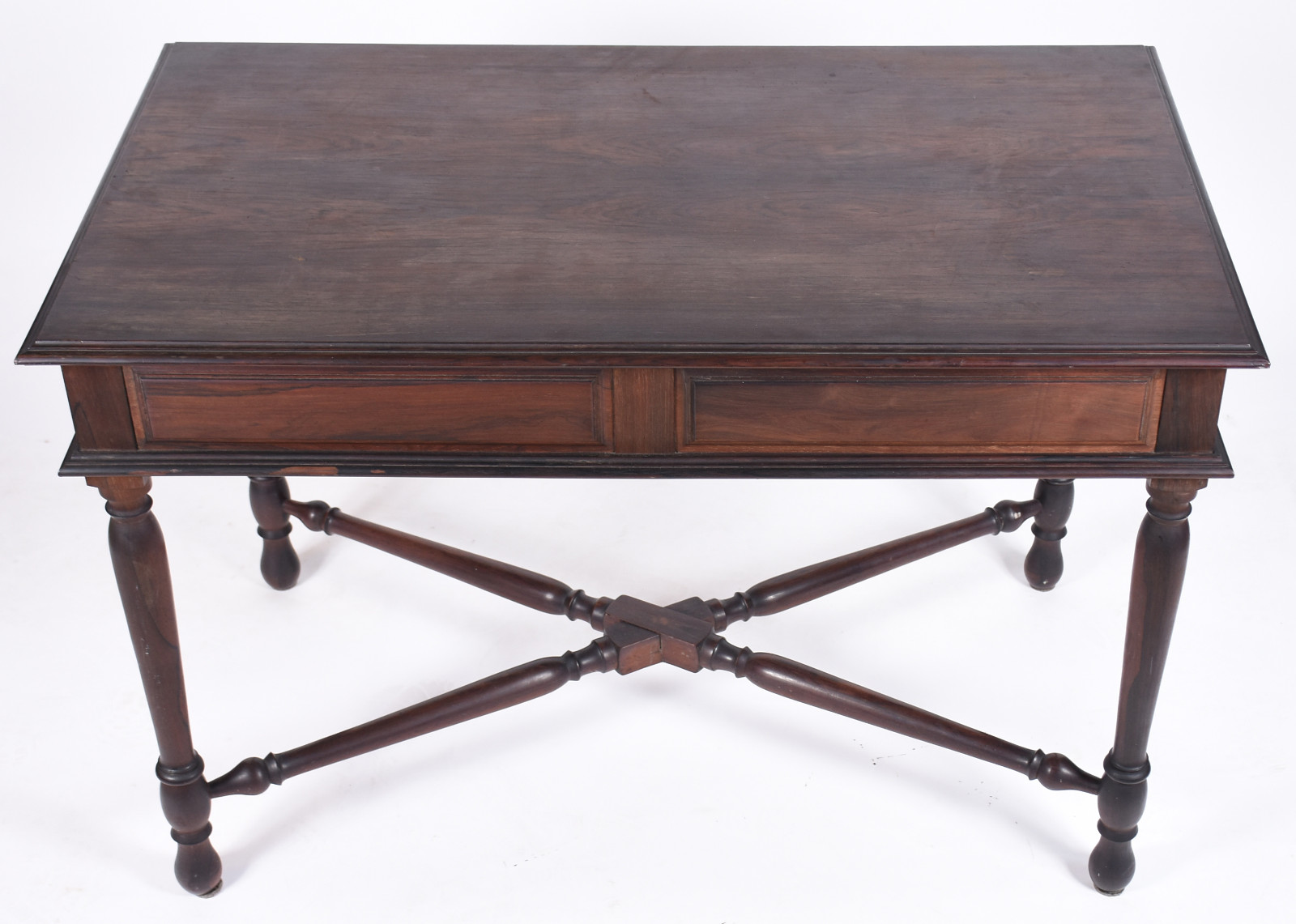 Elegante mesa de jacarandá, caixa retangular com duas gavetas com... - foto 4 de 5