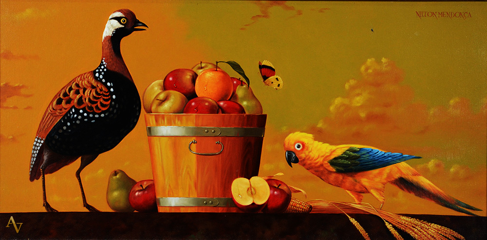 NILTON MENDONÇA - Pássaro com frutas - ost - 40 x 80 - foto 1 de 2