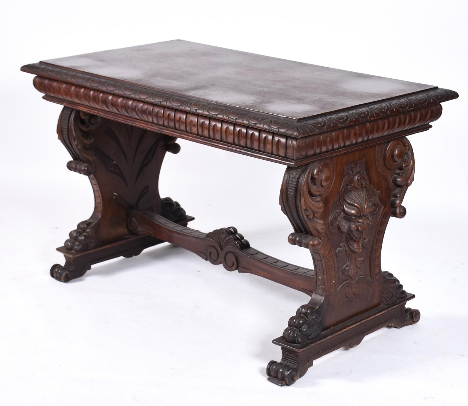Mesa de encostar de madeira nobre, tampo retangular com laterais... - foto 1 de 5