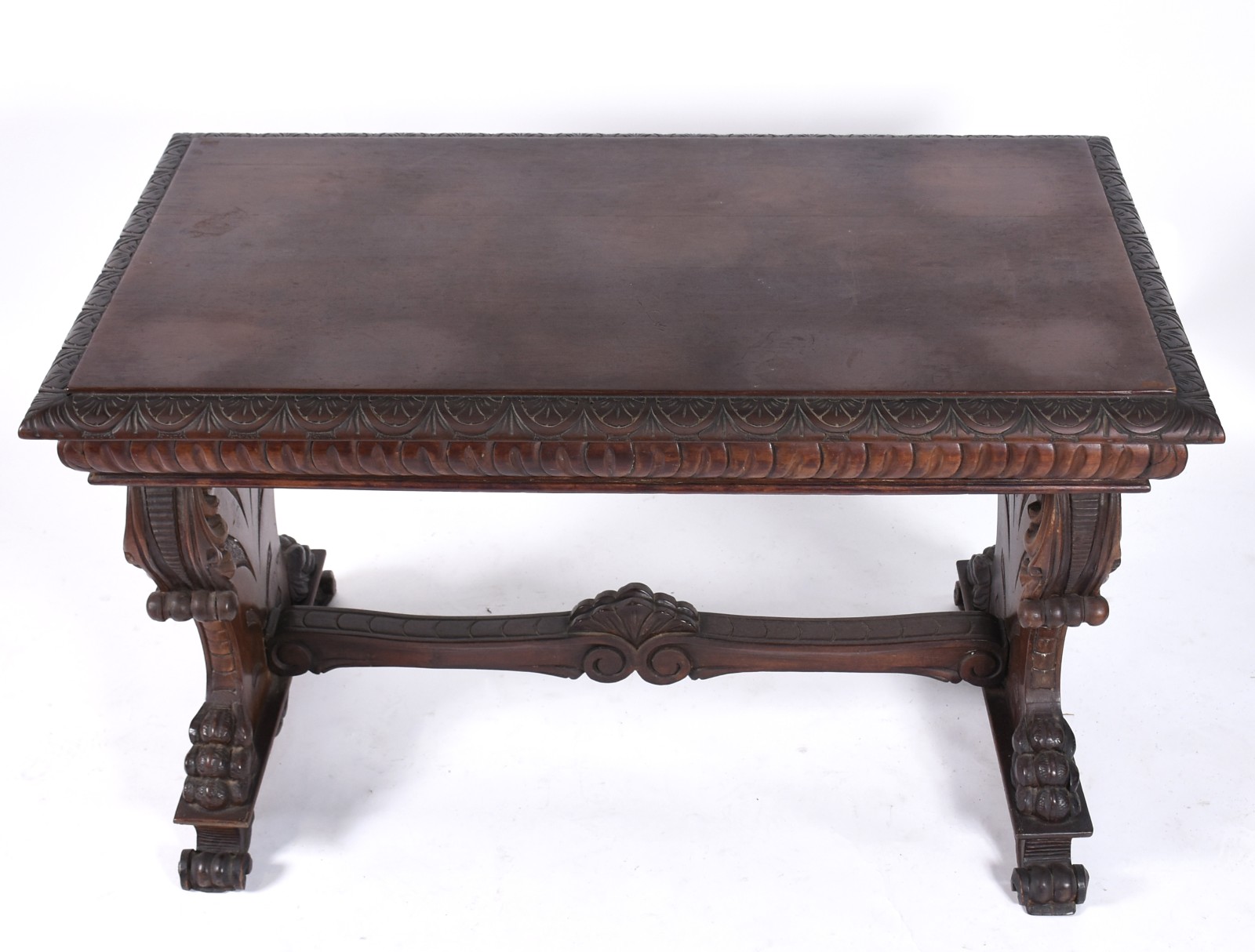 Mesa de encostar de madeira nobre, tampo retangular com laterais... - foto 3 de 5