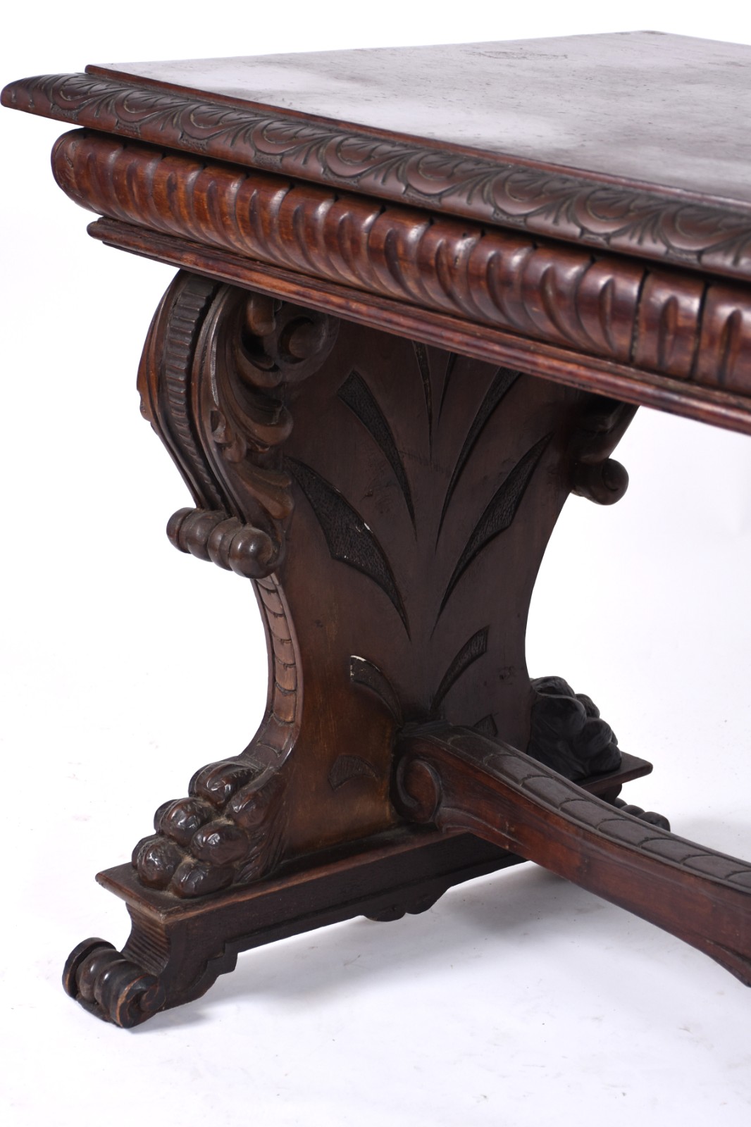 Mesa de encostar de madeira nobre, tampo retangular com laterais... - foto 4 de 5